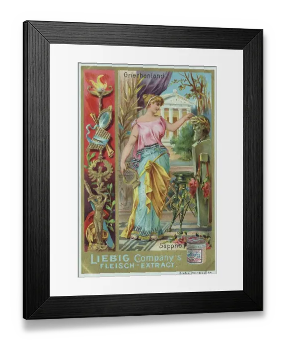 Framed Print : Picture series historical persons, Greece, Sappho, Historical, digitally restored reproduction of a Liebig collector's picture from the 19th century, exact date not known Framed Print : Picture series historical persons, Greece, Sappho, Historical, digitally restored reproduction of a Liebig collector's picture from the 19th century, exact date not known
