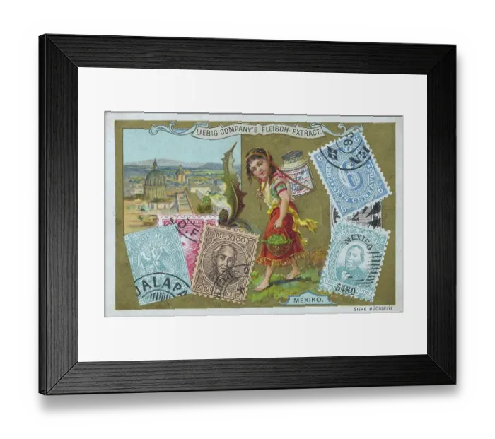 Framed Print : Picture series Countries and Stamps and Motifs, Mexico, Historical, digitally restored reproduction of a Liebig collector's picture from the 19th century, exact date not known Framed Print : Picture series Countries and Stamps and Motifs, Mexico, Historical, digitally restored reproduction of a Liebig collector's picture from the 19th century, exact date not known