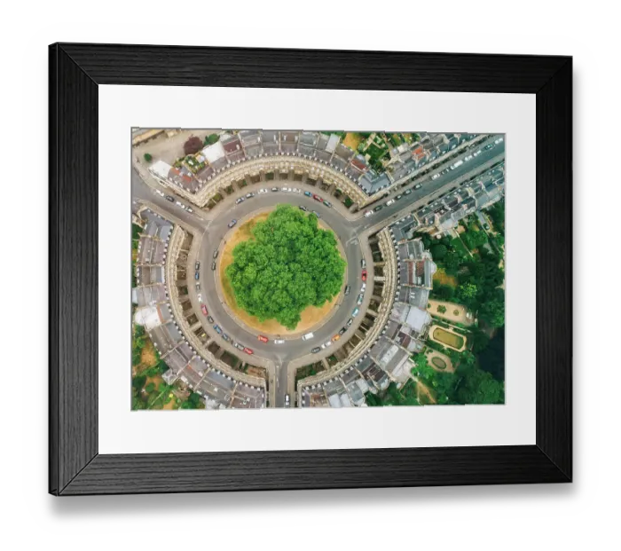 Framed Print : An aerial view of a traffic circle in the city of Bath, UK - stock photo Framed Print : An aerial view of a traffic circle in the city of Bath, UK - stock photo