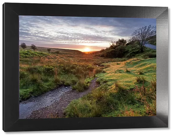 Tranquil sunrise, Exford, Exmoor National Park, Somerset, UK