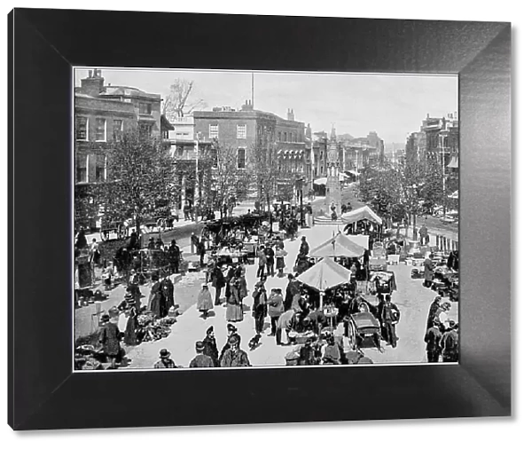 Antique black and white photograph of England and Wales: Market Square, Taunton
