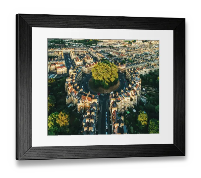 Framed Print : an aerial view of houses in Bath, UK - stock photo