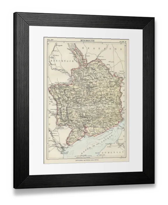 Framed Print : Monmouth map 1883 Framed Print : Monmouth map 1883