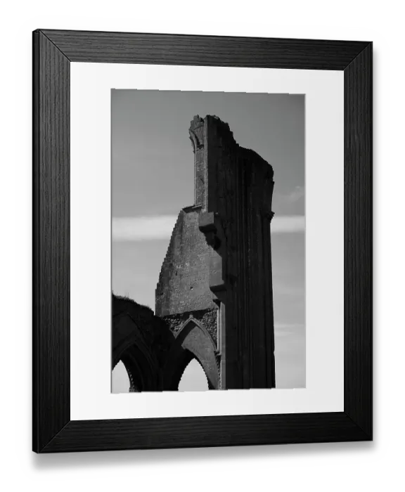 Framed Print : Low angle view of Glastonbury Abbey ruins against clear sky, Somerset, UK Framed Print : Low angle view of Glastonbury Abbey ruins against clear sky, Somerset, UK