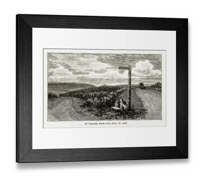 Framed Print : On Porlock Moor, The Road to Oare, Exmoor, England Victorian Engraving, 1840 Framed Print : On Porlock Moor, The Road to Oare, Exmoor, England Victorian Engraving, 1840