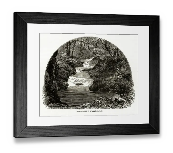 Framed Print : Ragworthy Waterslide, Exmoor, England Victorian Engraving, 1840 Framed Print : Ragworthy Waterslide, Exmoor, England Victorian Engraving, 1840