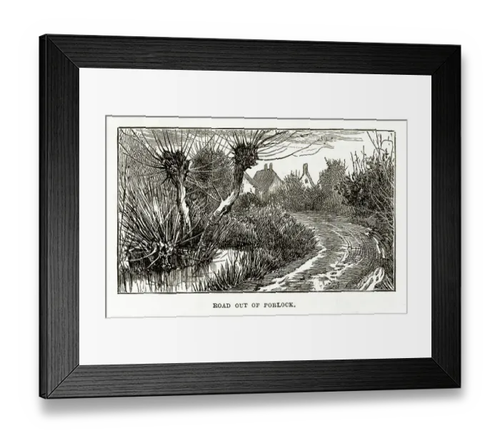 Framed Print : Road Out of Porlock, Exmoor, England Victorian Engraving, 1840 Framed Print : Road Out of Porlock, Exmoor, England Victorian Engraving, 1840