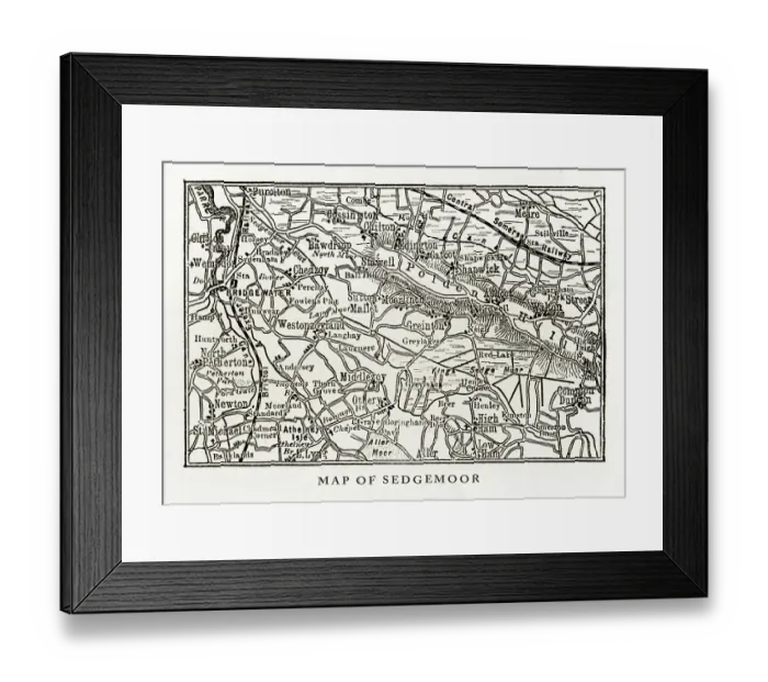 Framed Print : Map of Sedgemoor, Somerset, England Victorian Engraving, 1840 Framed Print : Map of Sedgemoor, Somerset, England Victorian Engraving, 1840