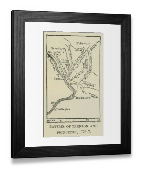 Framed Print : Old engraved map of the battle of Trenton and Princeton, 1776-1777 Framed Print : Old engraved map of the battle of Trenton and Princeton, 1776-1777