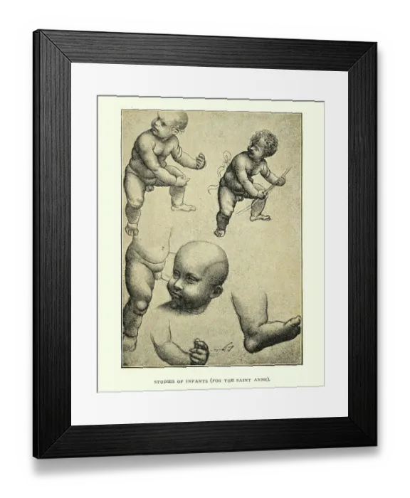 Framed Print : Studies of Infants by Leonardo Da Vinci, Renaissance art Framed Print : Studies of Infants by Leonardo Da Vinci, Renaissance art