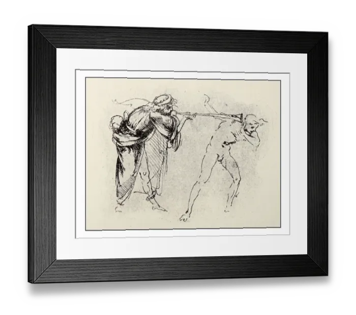 Framed Print : Leonardo's sketches and drawings: man with trumpet Framed Print : Leonardo's sketches and drawings: man with trumpet