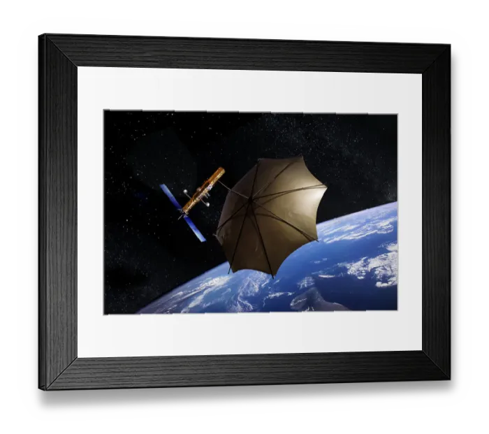 Framed Print : A U. S. military Electronic Intelligence (ELINT) satellite with very large listening antenna in Earth orbit Framed Print : A U. S. military Electronic Intelligence (ELINT) satellite with very large listening antenna in Earth orbit