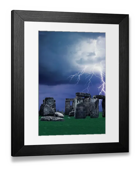 Framed Print : The prehistoric Stonehenge Monument on the Salisbury Plain, UK with time-exposure of lightning Framed Print : The prehistoric Stonehenge Monument on the Salisbury Plain, UK with time-exposure of lightning