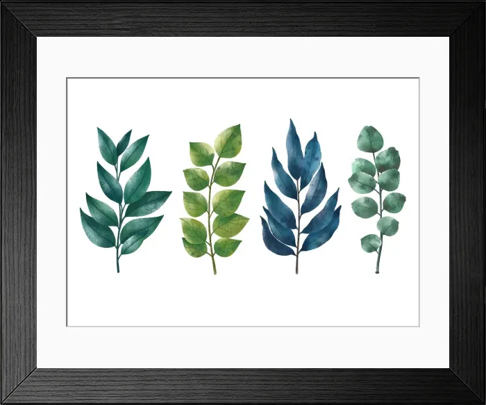 Framed Print : tropical leaf collection water paint on paper surface on white background