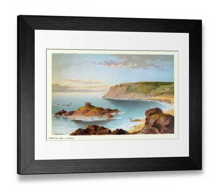 Framed Print : Portelet Bay, Jersey, Channel Islands, Rocky coastline, Victorian landscape art 19th Century Framed Print : Portelet Bay, Jersey, Channel Islands, Rocky coastline, Victorian landscape art 19th Century