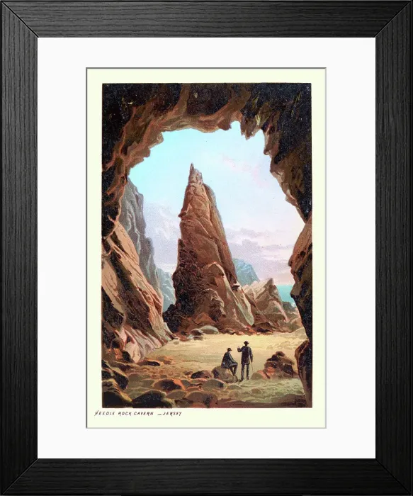 Framed Print : Needle rock cavern, Jersey, Channel Islands, Rocky coastline, Victorian landscape art 19th Century Framed Print : Needle rock cavern, Jersey, Channel Islands, Rocky coastline, Victorian landscape art 19th Century