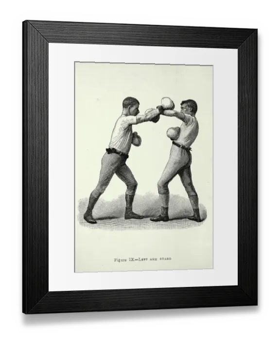 Framed Print : History of Boxing, two boxers, positions, Left arm guard, Victorian combat sports, 19th Century Framed Print : History of Boxing, two boxers, positions, Left arm guard, Victorian combat sports, 19th Century