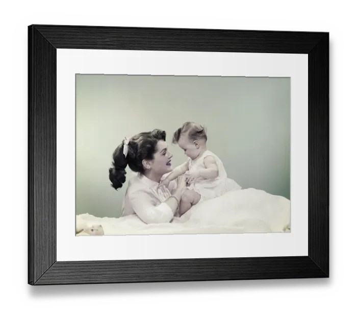 Framed Print : Mother with baby, smiling