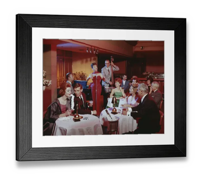 Framed Print : People in restaurant listening musical performance Framed Print : People in restaurant listening musical performance