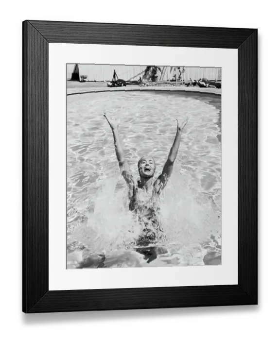 Framed Print : Woman having fun in swimming pool