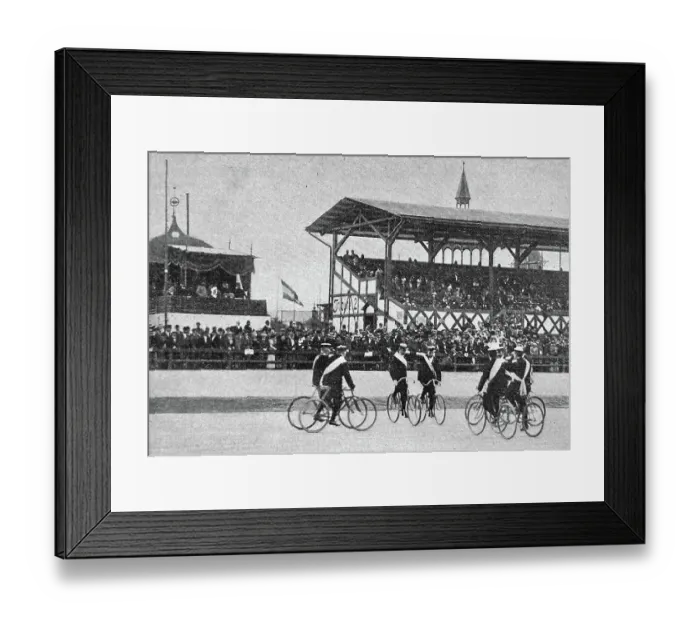 Framed Print : Centenar Sportfest in Berlin, Bicycle competition synchron cycling, Reigenfahren Framed Print : Centenar Sportfest in Berlin, Bicycle competition synchron cycling, Reigenfahren