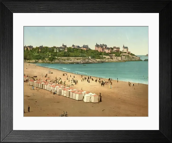 Framed Print : Dinard beach, Brittany, France, c. 1890, Historic, digitally enhanced reproduction of a photochrome print from 1895 Framed Print : Dinard beach, Brittany, France, c. 1890, Historic, digitally enhanced reproduction of a photochrome print from 1895