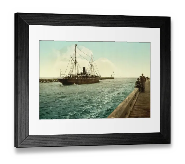 Framed Print : Port exit at Dunkirk, Dunkerque, Hauts-de-France, France, c. 1890, Historic, digitally enhanced reproduction of a photochrome print from 1895 Framed Print : Port exit at Dunkirk, Dunkerque, Hauts-de-France, France, c. 1890, Historic, digitally enhanced reproduction of a photochrome print from 1895