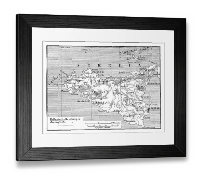 Framed Print : Map of Ancient Sicily
