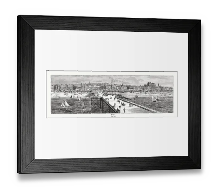 Framed Print : West Pier and Kings Road, Brighton, England, woodcut, published 1897 Framed Print : West Pier and Kings Road, Brighton, England, woodcut, published 1897