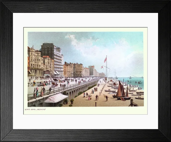 Framed Print : Kings Road, Brighton, East Sussex, a seaside resort. Victorian, Tourists, Beach, Hotels, 19th Century Framed Print : Kings Road, Brighton, East Sussex, a seaside resort. Victorian, Tourists, Beach, Hotels, 19th Century