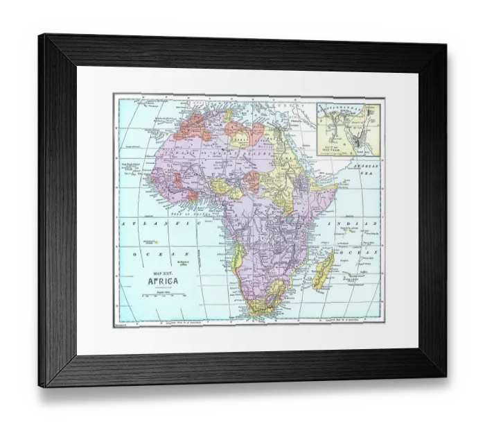 Framed Print : Old chromolithograph map of Africa