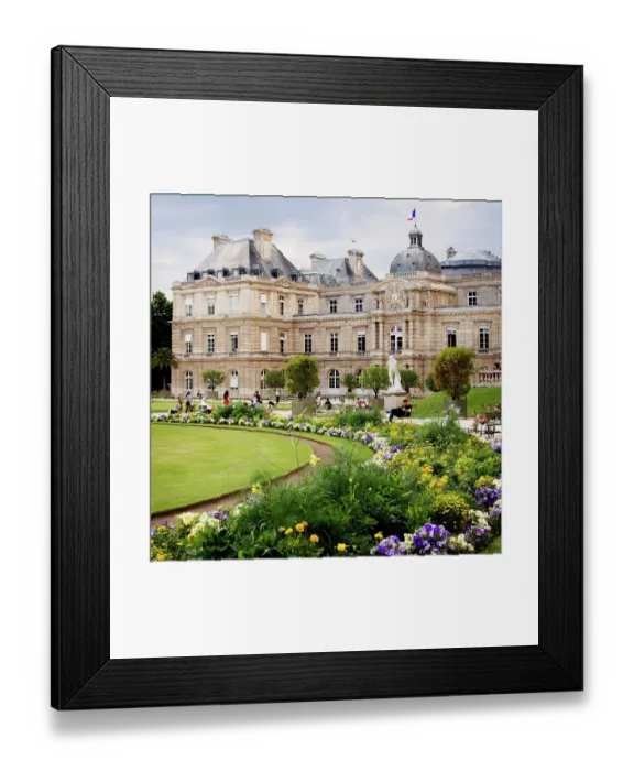 Framed Print : Jardin du Luxembourg, Paris with blooming flowers in foreground
