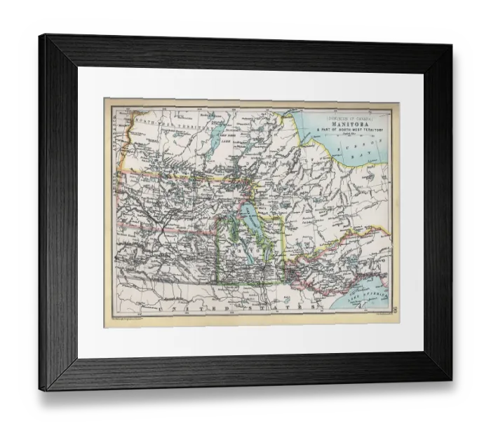 Framed Print : Old Map of Manitoba and part of the North West Territory, Canada, 1890s, 19th Century Framed Print : Old Map of Manitoba and part of the North West Territory, Canada, 1890s, 19th Century
