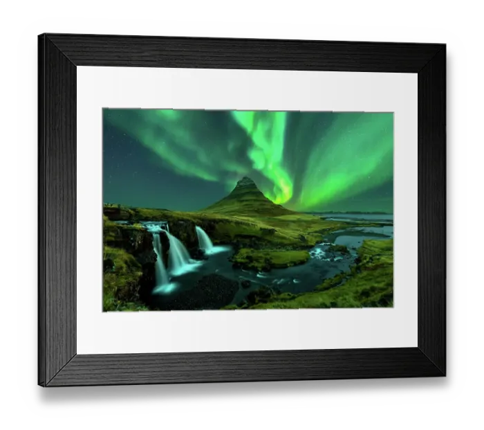 Framed Print : northern lights appear over Mount Kirkjufell with kirkjufellfoss waterfall in Iceland Framed Print : northern lights appear over Mount Kirkjufell with kirkjufellfoss waterfall in Iceland