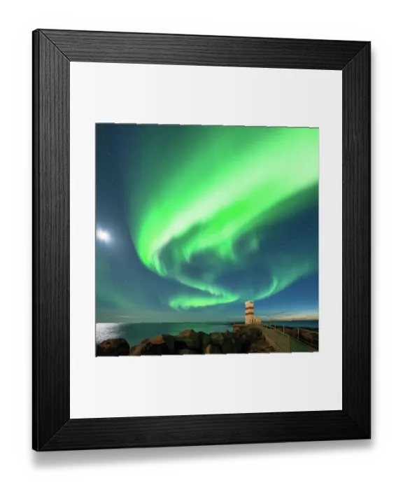 Framed Print : Lighthouse and Northern Light