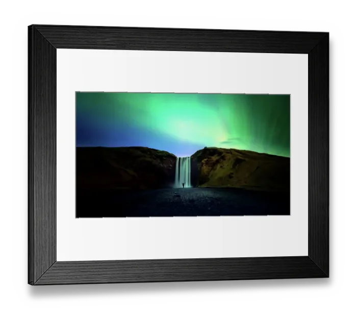 Framed Print : silhouette women and Skogafoss waterfall with Northern Light or Aurora Borealis, Iceland waterfall travel nature famous tourist destination Framed Print : silhouette women and Skogafoss waterfall with Northern Light or Aurora Borealis, Iceland waterfall travel nature famous tourist destination