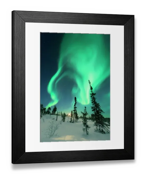 Framed Print : Aurora with moon rising Framed Print : Aurora with moon rising