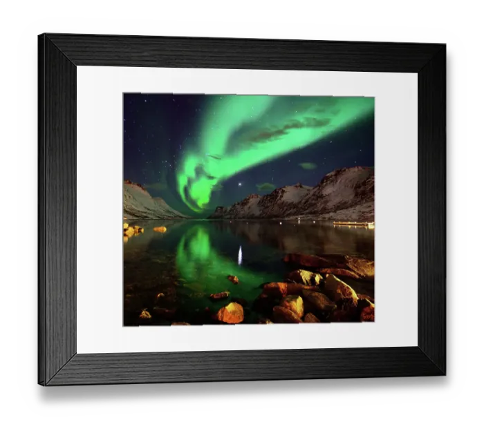 Framed Print : Northern lights reflections in Ersfjordbotn Framed Print : Northern lights reflections in Ersfjordbotn