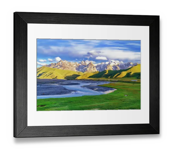 Framed Print : Sunset over the Central Tien Shan Mountains and glacier river, Kurumduk valley, Naryn province, Kyrgyzstan Framed Print : Sunset over the Central Tien Shan Mountains and glacier river, Kurumduk valley, Naryn province, Kyrgyzstan