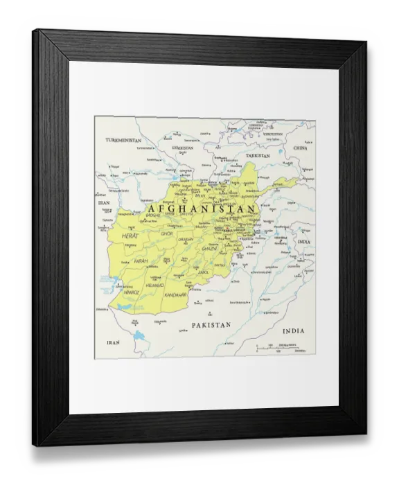 Framed Print : Afghanistan Reference Map Framed Print : Afghanistan Reference Map