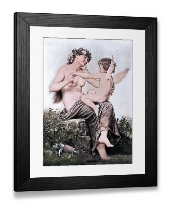Framed Print : Nymph and cupid by leon perrault, 19th Century French art Framed Print : Nymph and cupid by leon perrault, 19th Century French art