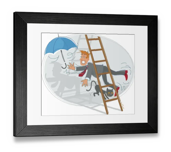 Framed Print : Superstitions Cartoon Framed Print : Superstitions Cartoon