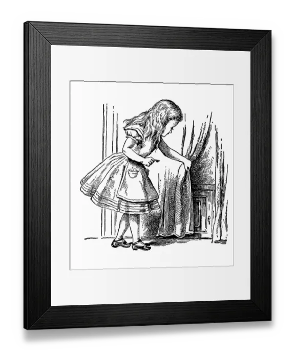 Framed Print : Curious Alice, Alice's Adventures in Wonderland Framed Print : Curious Alice, Alice's Adventures in Wonderland