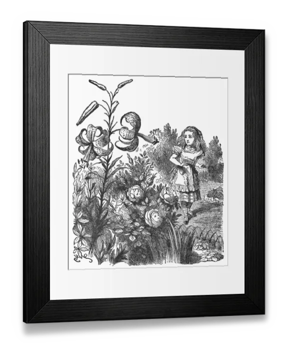 Framed Print : Alice in the Garden of Live Flowers in Through the Looking-Glass Framed Print : Alice in the Garden of Live Flowers in Through the Looking-Glass