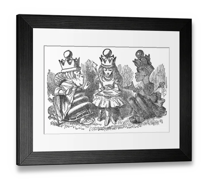 Framed Print : Queen Alice Talking to the Red Queen and White Queen in Through the Looking-Glass