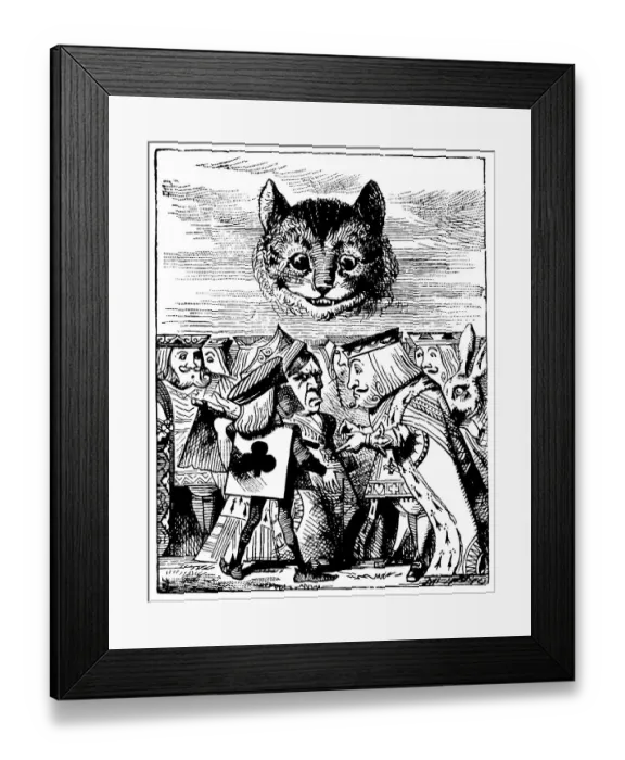 Framed Print : Executioner and Cheshire Cat illustration, (Alice's Adventures in Wonderland) Framed Print : Executioner and Cheshire Cat illustration, (Alice's Adventures in Wonderland)