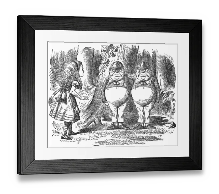 Framed Print : Alice Meeting Tweedledum and Tweedledee in Through the Looking-Glass Framed Print : Alice Meeting Tweedledum and Tweedledee in Through the Looking-Glass