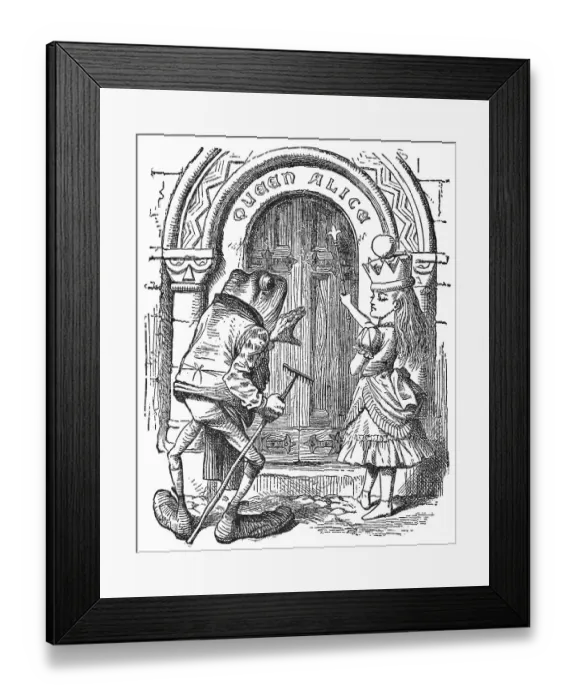 Framed Print : Queen Alice Welcoming the Frog to her Party in Through the Looking-Glass Framed Print : Queen Alice Welcoming the Frog to her Party in Through the Looking-Glass