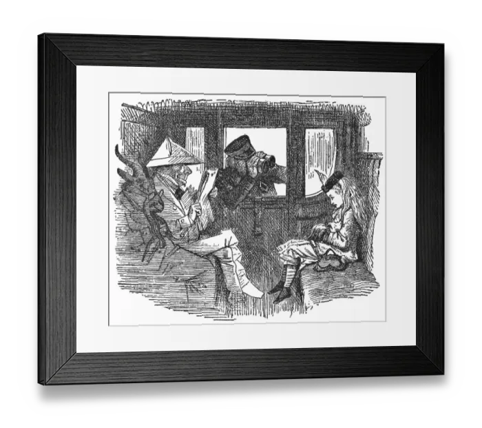 Framed Print : Alice Riding the Train Through the Looking-Glass Framed Print : Alice Riding the Train Through the Looking-Glass
