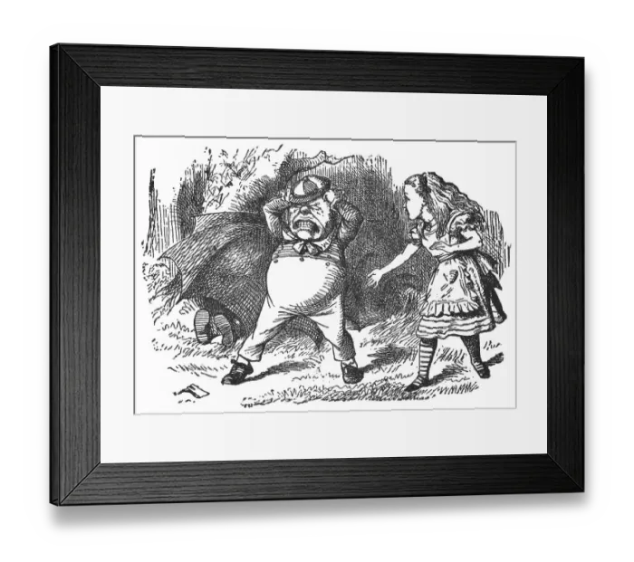 Framed Print : Alice with Tweedledum Angry that Tweedledee Broke His Rattle in Through the Looking-Glass